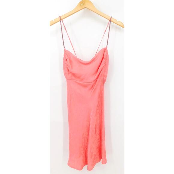 For Love & Lemons Gabrielle Rhinestone Pink Slip Mini Dress Size Medium - Picture 2 of 6